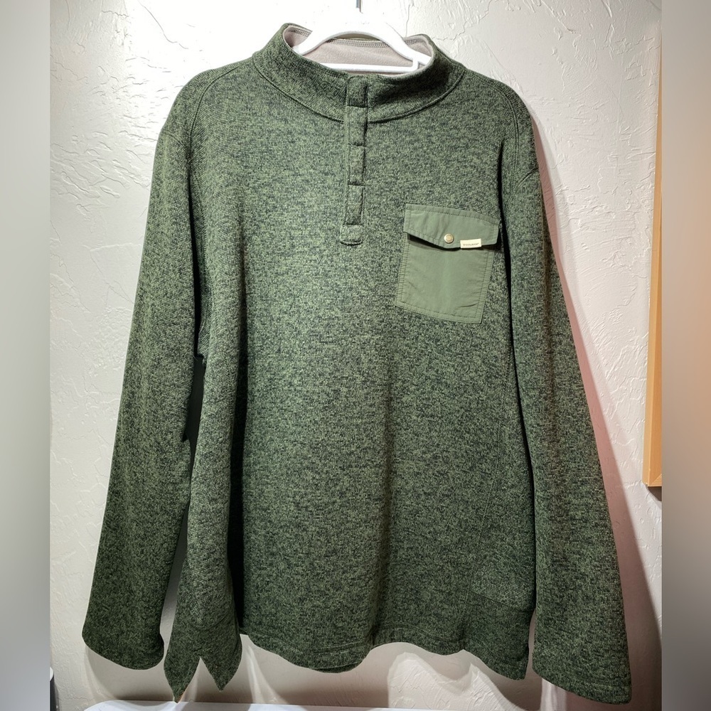 Woolrich Mens Pullover Sweater Sz XXL Green Quarter Snap Fleece Outdoor